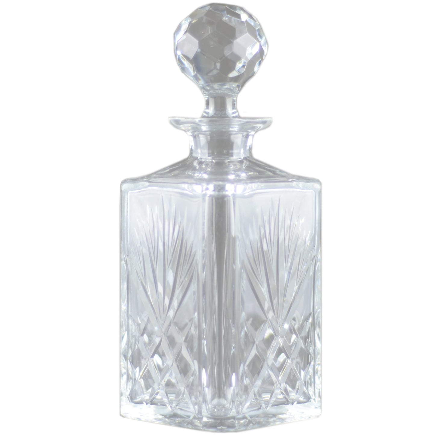 Square Crystal Decanter With Faceted Stopper