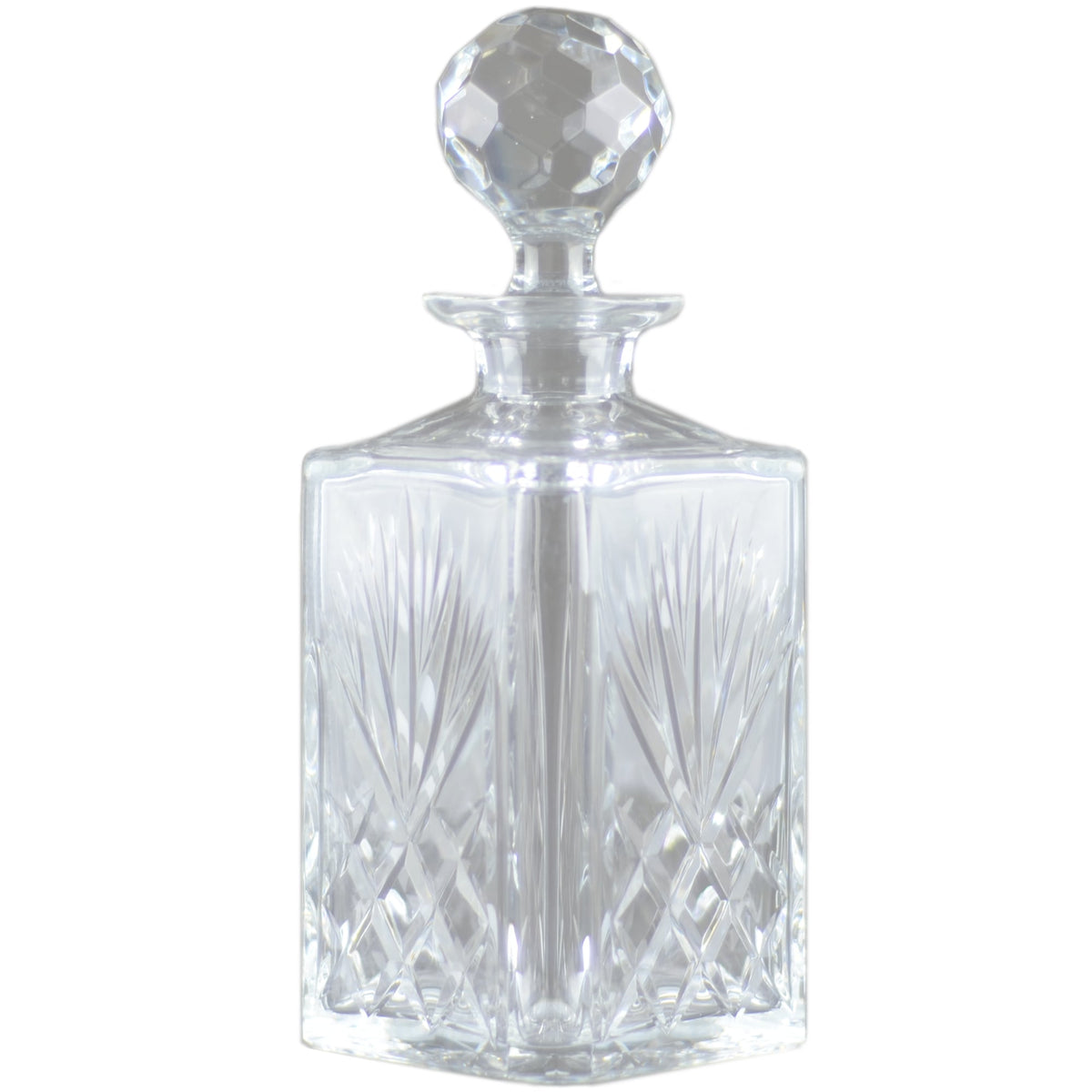 Square Crystal Decanter With Faceted Stopper