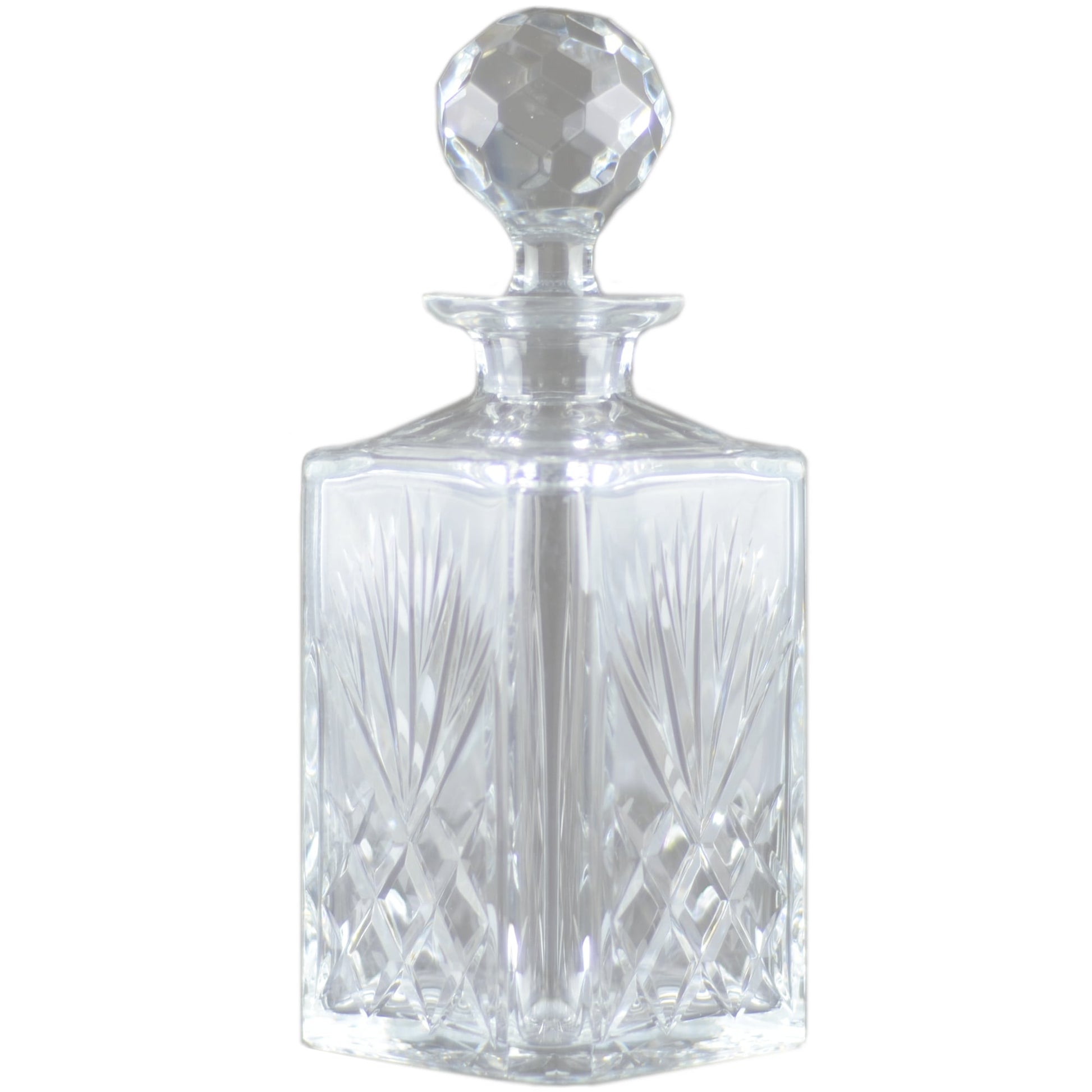 Square Crystal Decanter With Faceted Stopper